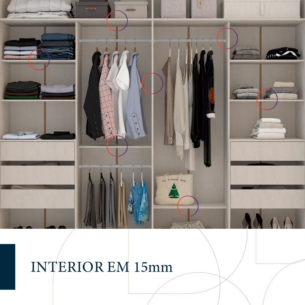 Guarda-Roupa Casal Coimbra Flex 2 Portas 6 Gavetas Branco e Freijó
