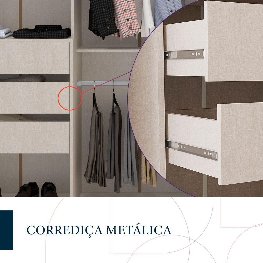 Guarda-Roupa Casal Coimbra Flex 2 Portas 6 Gavetas Branco e Freijó