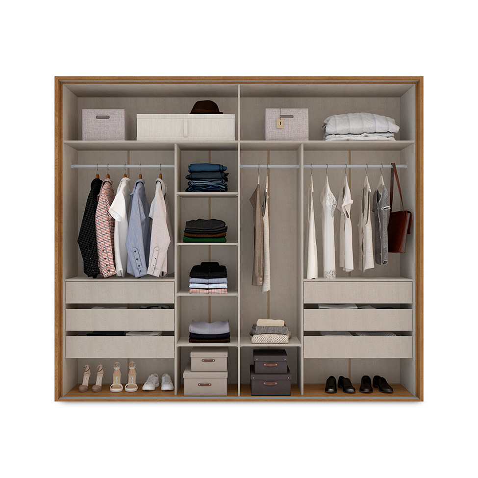 Guarda-Roupa Casal Coimbra Flex 3 Portas 6 Gavetas Freijó