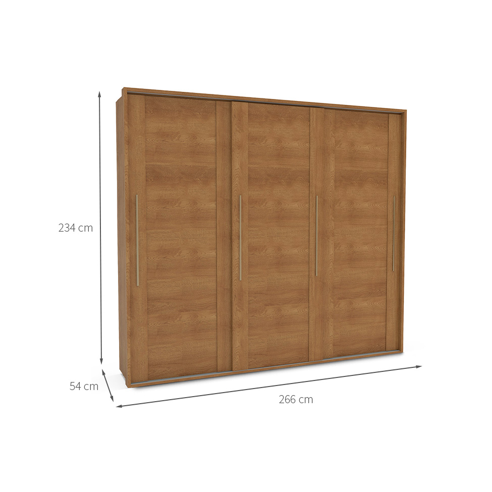 Guarda-Roupa Casal Coimbra Flex 3 Portas 6 Gavetas Freijó