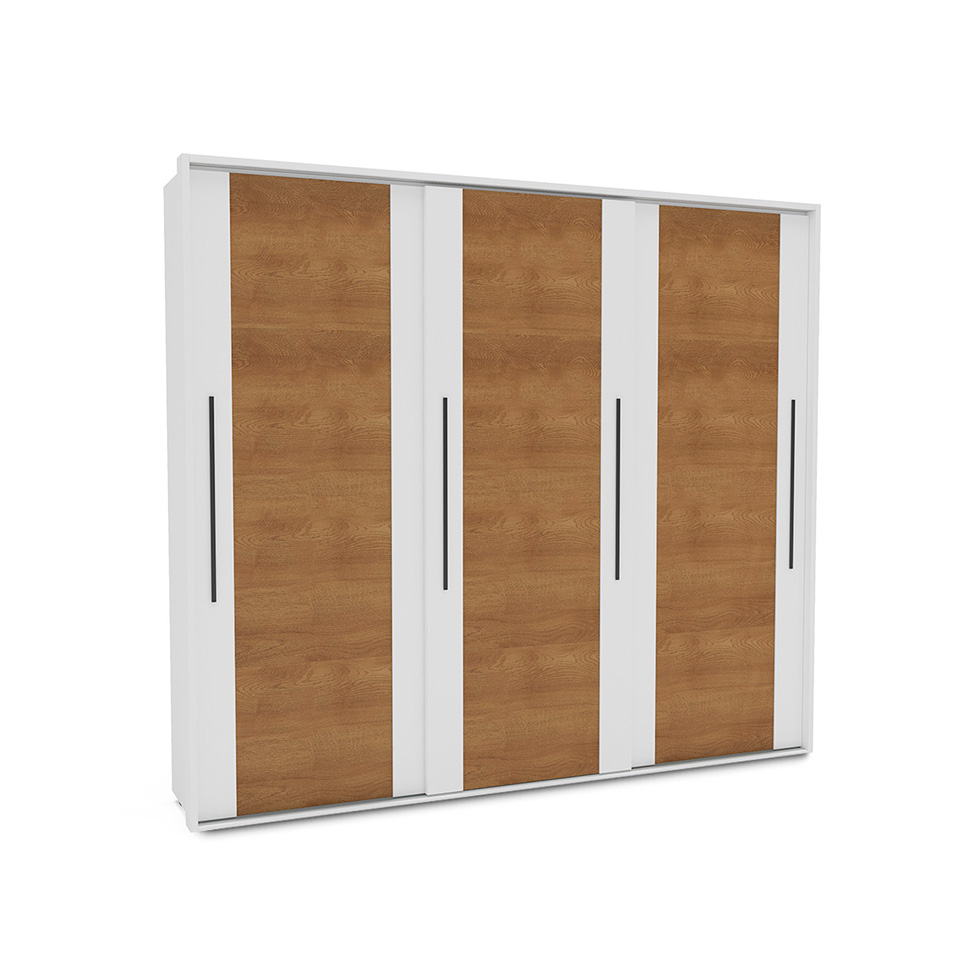 Guarda-Roupa Casal Coimbra Flex 3 Portas 6 Gavetas Freijó e Branco