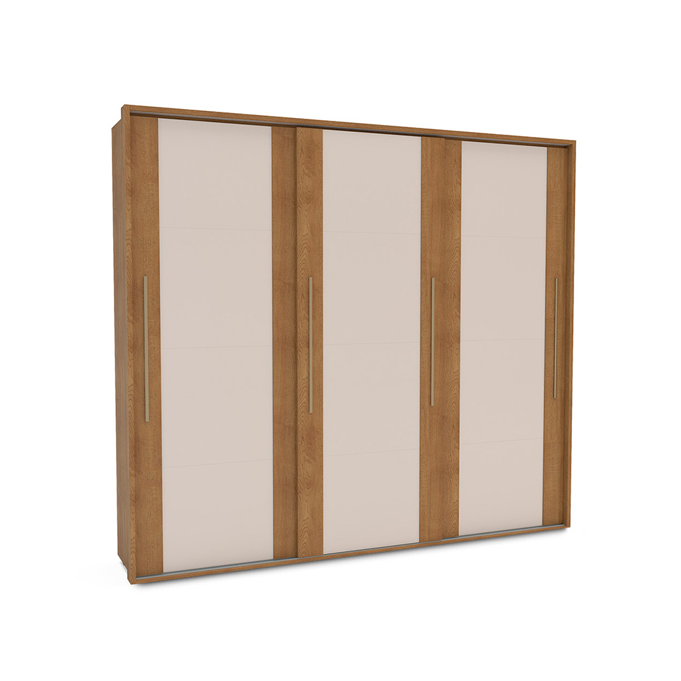 Guarda-Roupa Casal Coimbra Flex 3 Portas 6 Gavetas Off White e Freijó