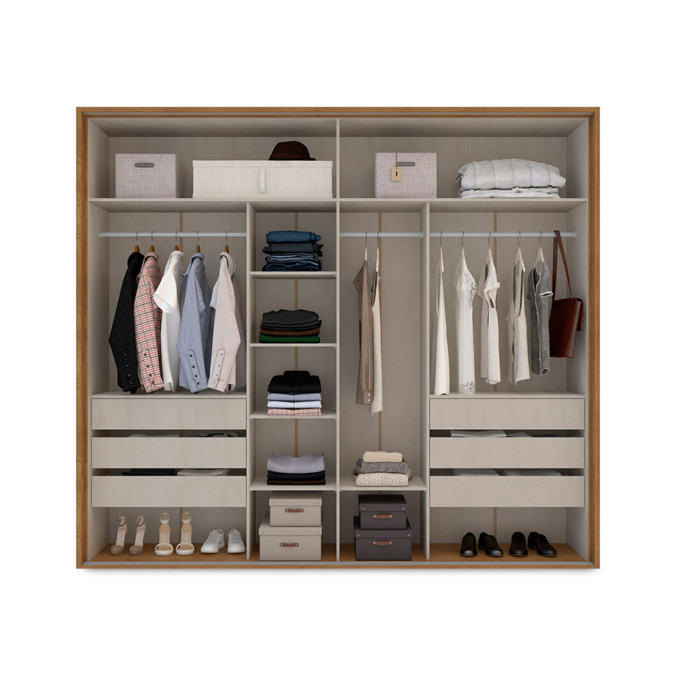 Guarda-Roupa Casal Coimbra Flex 3 Portas 6 Gavetas Off White e Freijó