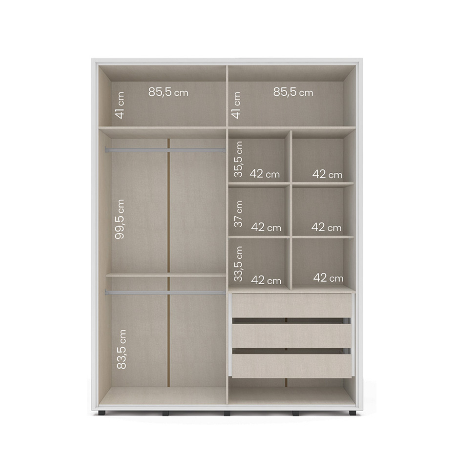 Guarda-Roupa Casal Coimbra Flex 4 Portas 3 Gavetas Branco