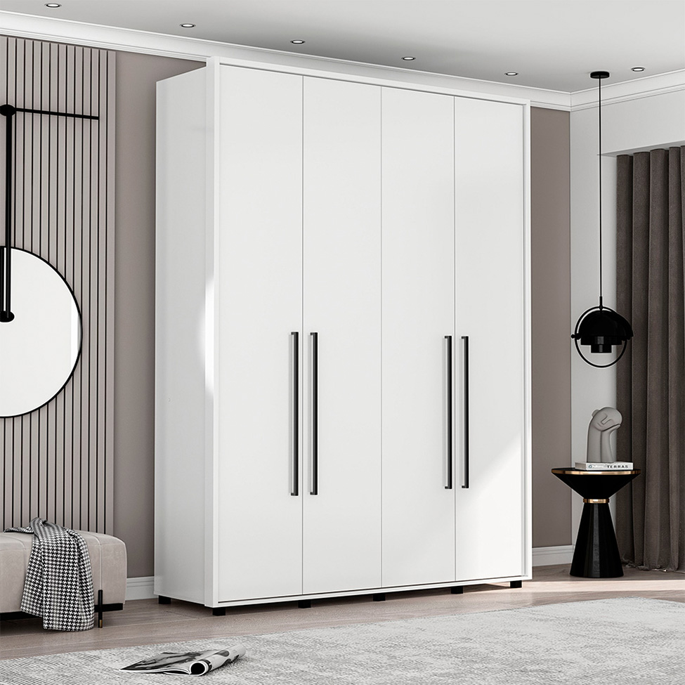 Guarda-Roupa Casal Coimbra Flex 4 Portas 3 Gavetas Branco