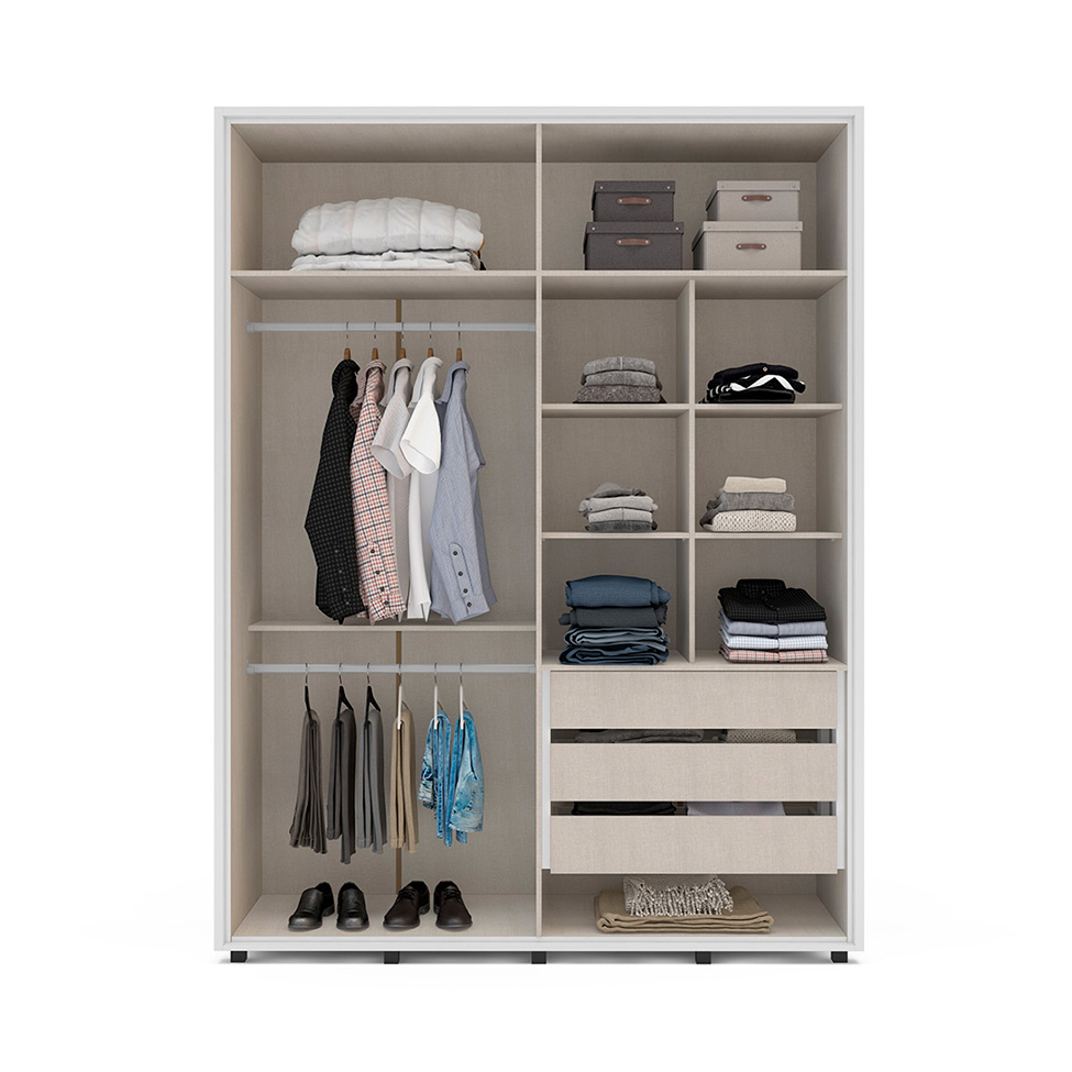 Guarda-Roupa Casal Coimbra Flex 4 Portas 3 Gavetas Branco