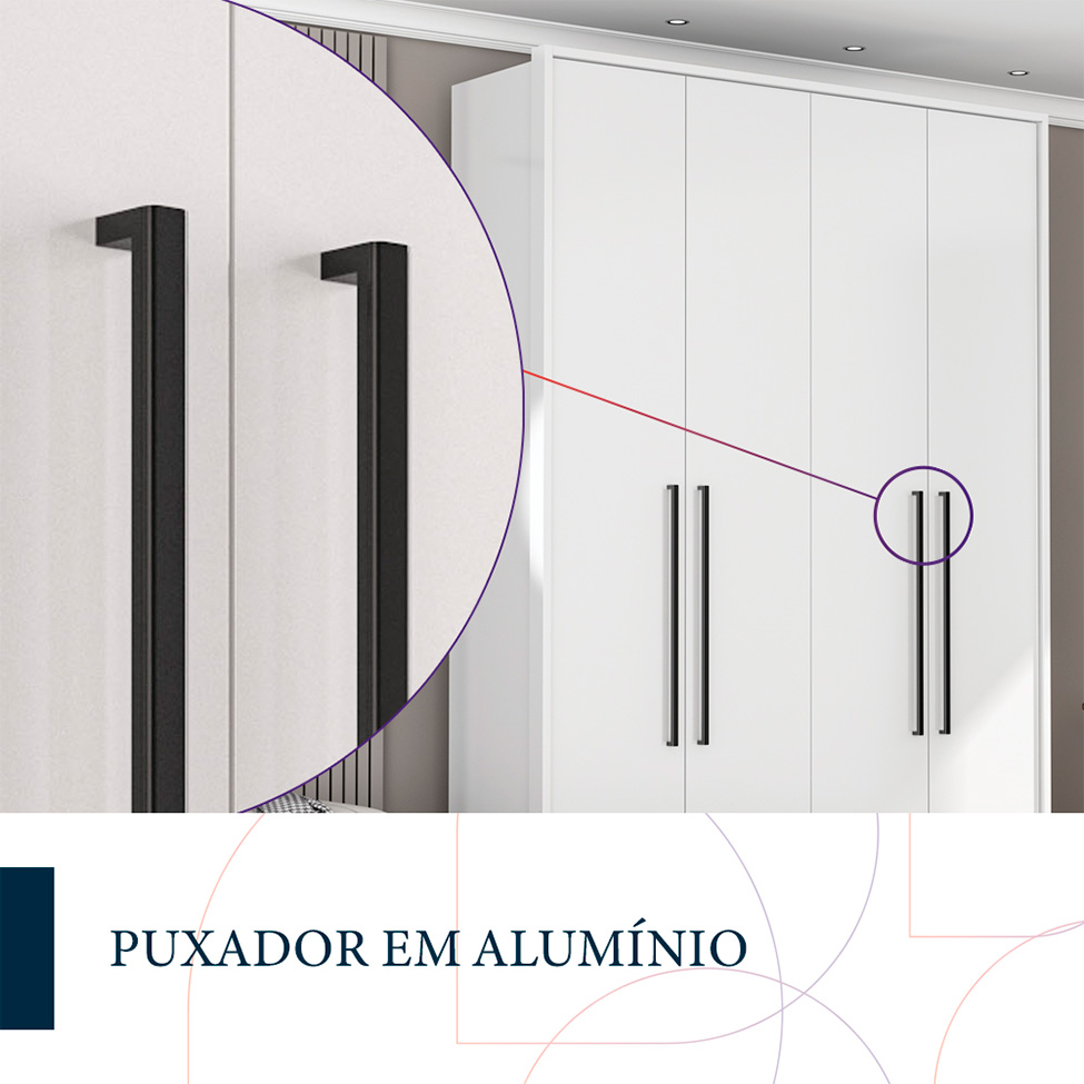 Guarda-Roupa Casal Coimbra Flex 4 Portas 3 Gavetas Branco