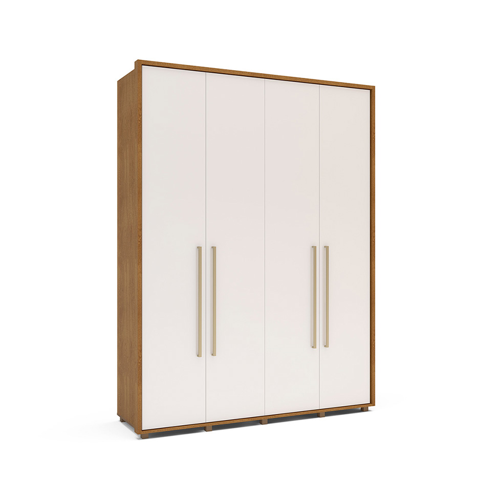 Guarda-Roupa Casal Coimbra Flex 4 Portas 3 Gavetas Freijó e Off White