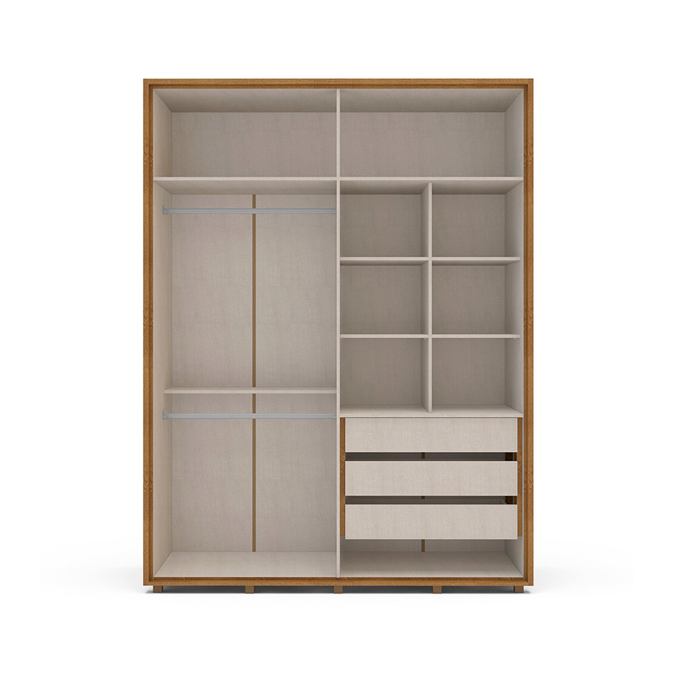 Guarda-Roupa Casal Coimbra Flex 4 Portas 3 Gavetas Freijó e Off White