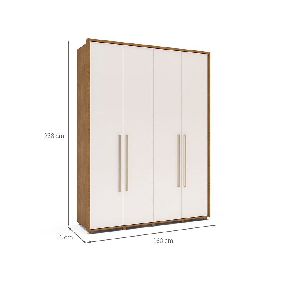 Guarda-Roupa Casal Coimbra Flex 4 Portas 3 Gavetas Freijó e Off White