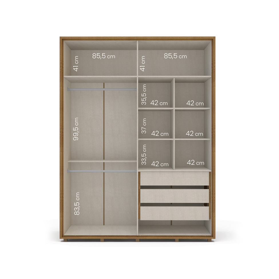 Guarda-Roupa Casal Coimbra Flex 4 Portas 3 Gavetas Freijó e Off White