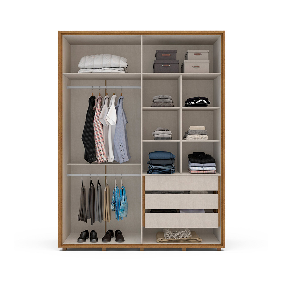 Guarda-Roupa Casal Coimbra Flex 4 Portas 3 Gavetas Freijó e Off White