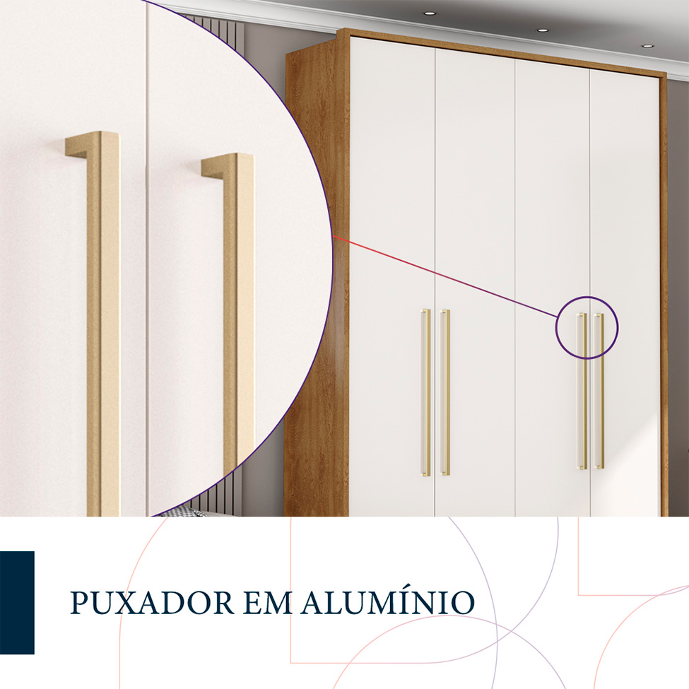 Guarda-Roupa Casal Coimbra Flex 4 Portas 3 Gavetas Freijó e Off White