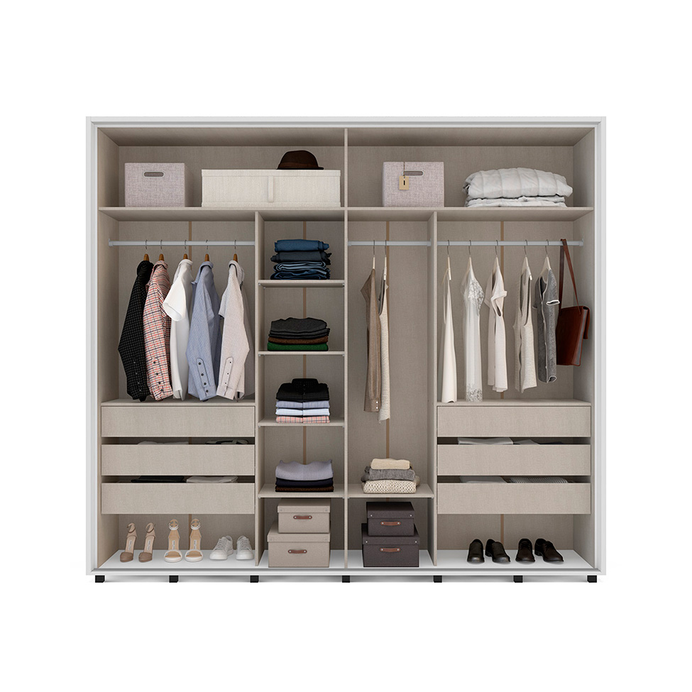 Guarda-Roupa Casal Coimbra Flex com Pés 3 Portas 6 Gavetas Branco
