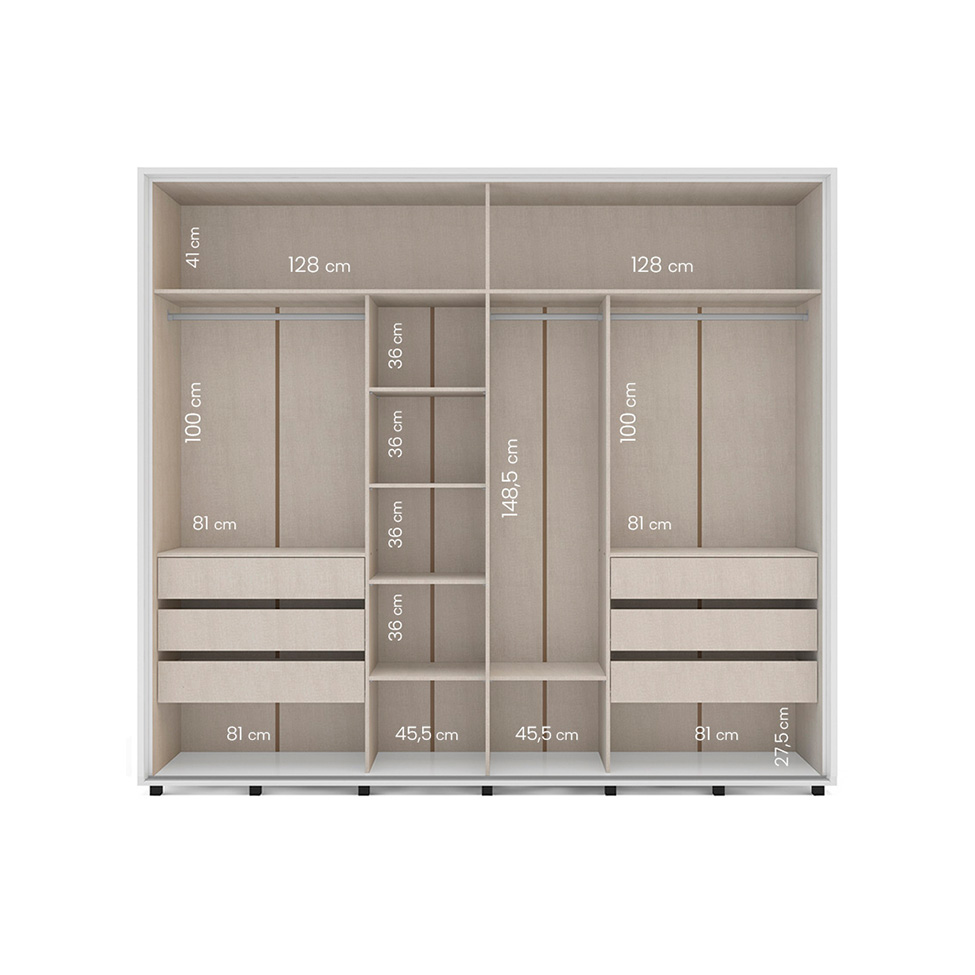 Guarda-Roupa Casal Coimbra Flex com Pés 3 Portas 6 Gavetas Branco
