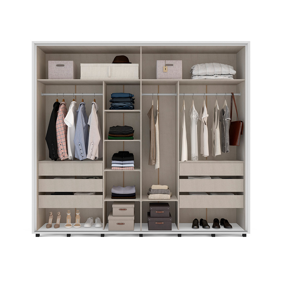 Guarda-Roupa Casal Coimbra Flex com Pés 3 Portas 6 Gavetas Branco e Freijó