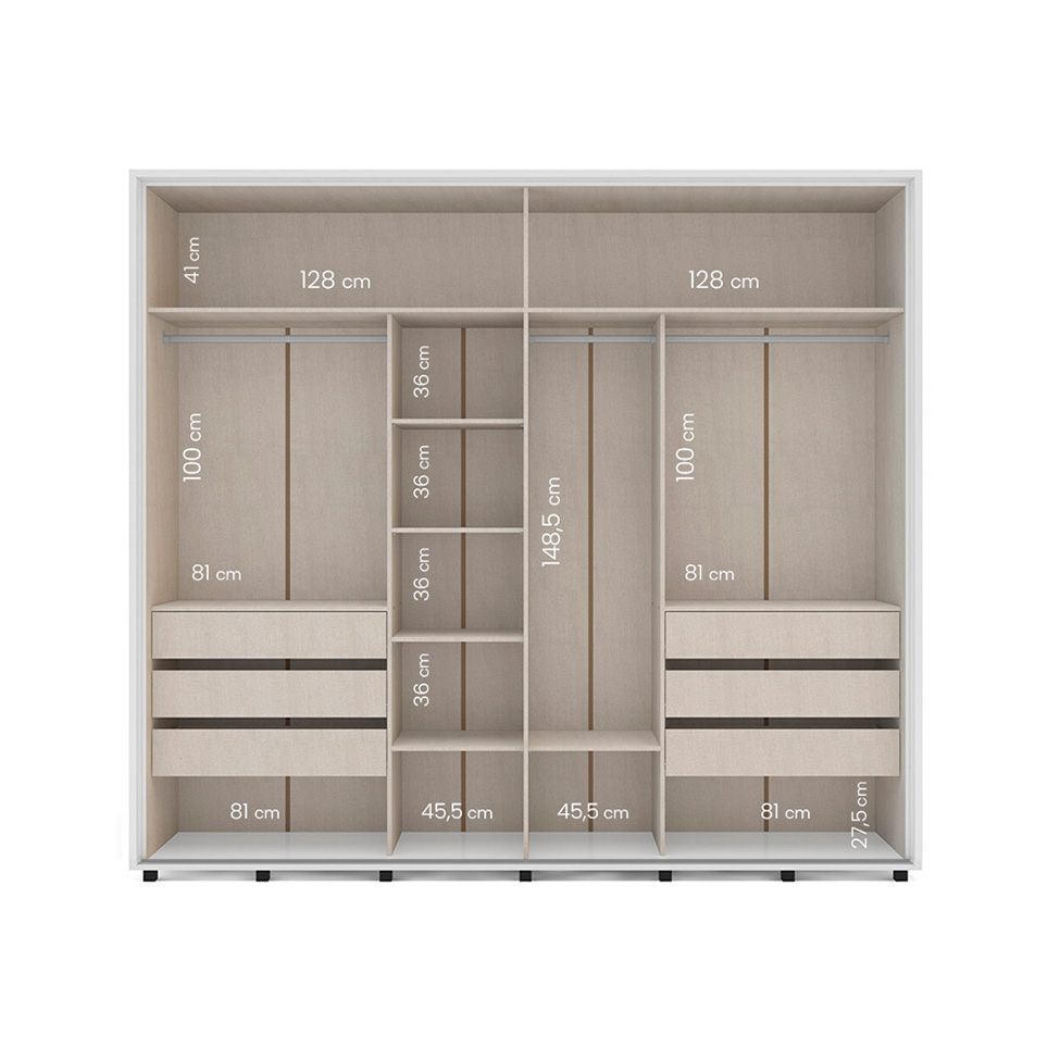 Guarda-Roupa Casal Coimbra Flex com Pés 3 Portas 6 Gavetas Branco e Freijó