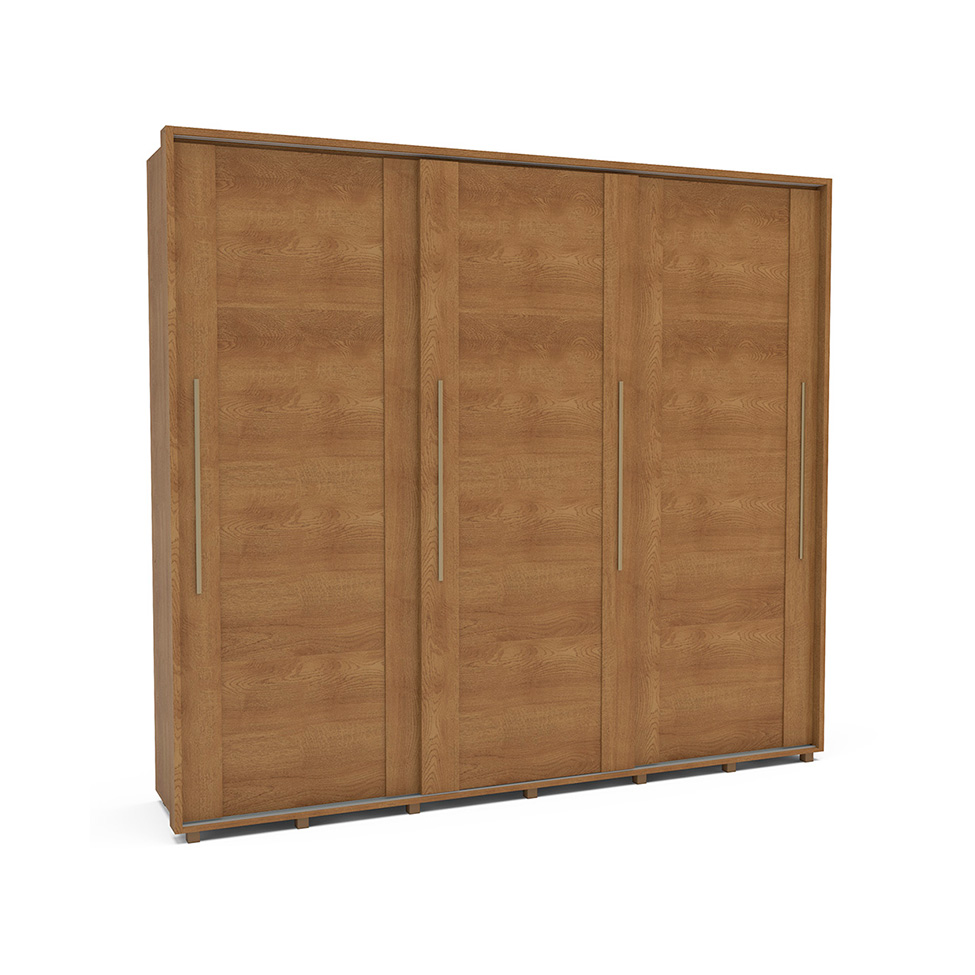 Guarda-Roupa Casal Coimbra Flex com Pés 3 Portas 6 Gavetas Freijó