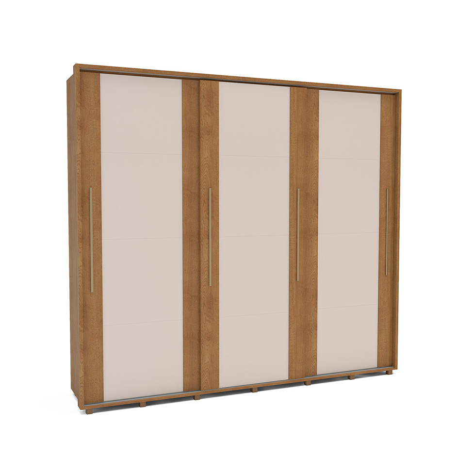 Guarda-Roupa Casal Coimbra Flex com Pés 3 Portas 6 Gavetas Freijó e Off White