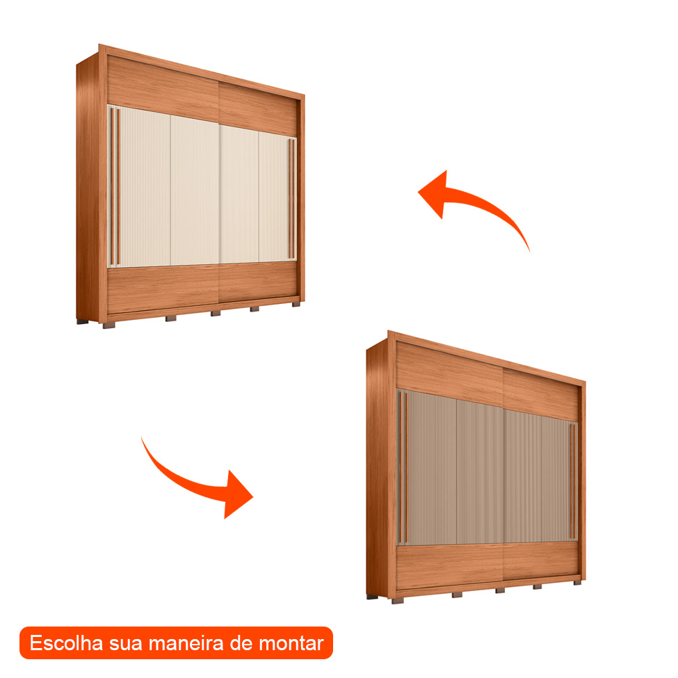Guarda-Roupa Casal Coliseu Ripado Flex 2 Portas 4 Gavetas Freijó