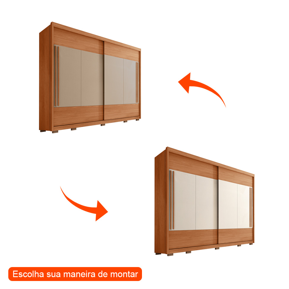 Guarda-Roupa Casal Coliseu Ripado Flex 2 Portas 6 Gavetas Freijó