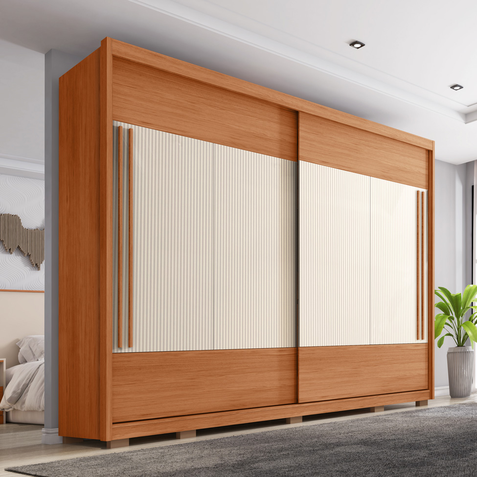 Guarda-Roupa Casal Coliseu Ripado Flex 2 Portas 6 Gavetas Freijó