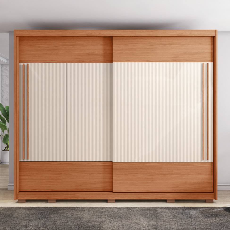 Guarda-Roupa Casal Coliseu Ripado Flex 2 Portas 6 Gavetas Freijó