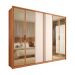 Guarda-Roupa Casal Cristal Reflecta 6 Portas 4 Gavetas Freijó e Off White