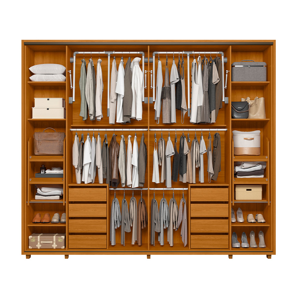 Guarda-Roupa Casal Dali 2 Portas 8 Gavetas Cinamomo e Off White