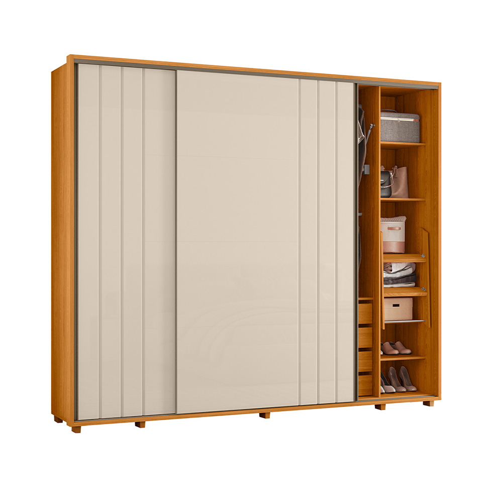 Guarda-Roupa Casal Dali 2 Portas 8 Gavetas Cinamomo e Off White