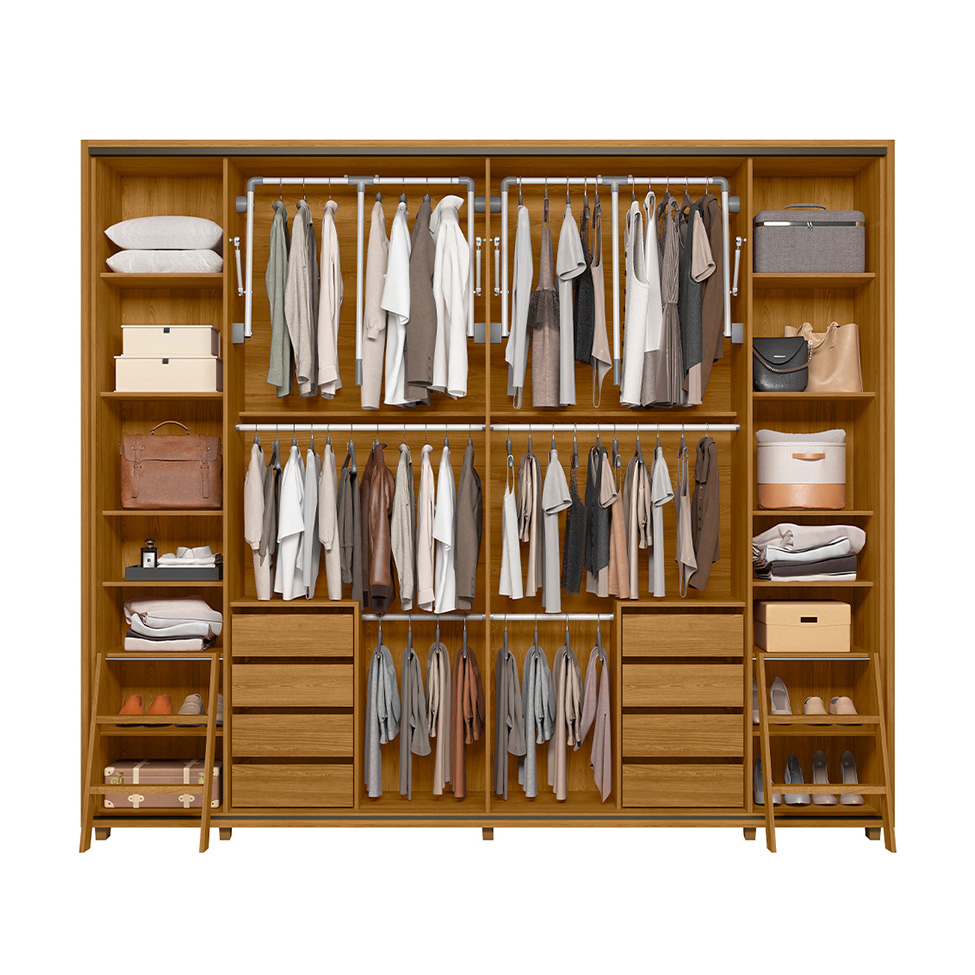 Guarda-Roupa Casal Dali 2 Portas 8 Gavetas Cumaru