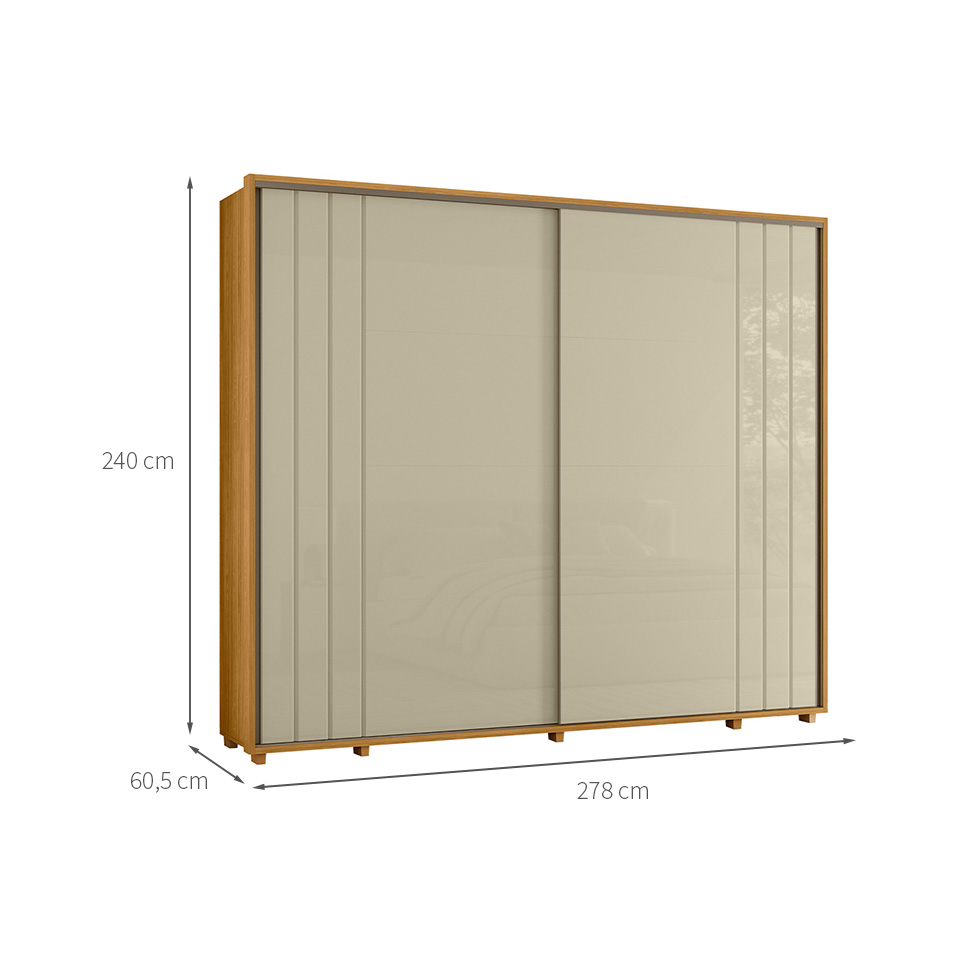 Guarda-Roupa Casal Dali 2 Portas 8 Gavetas Cumaru e Opala