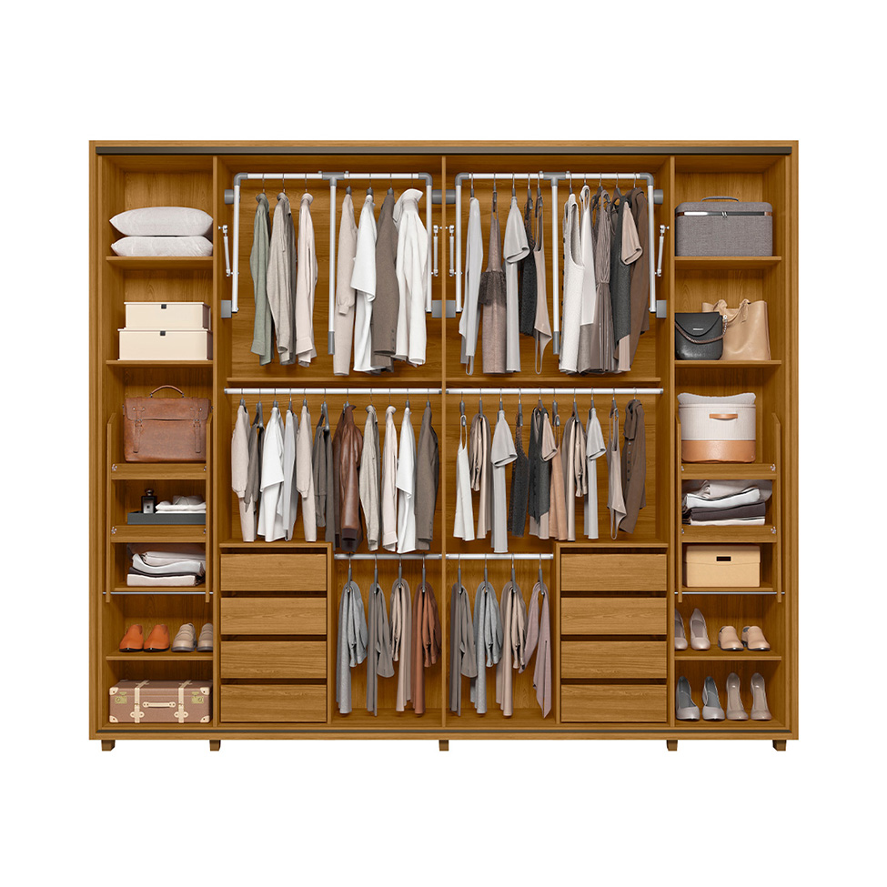 Guarda-Roupa Casal Dali 2 Portas 8 Gavetas Cumaru e Opala