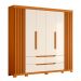 Guarda-Roupa Casal Doble 4 Portas 4 Gavetas Cinamomo e Off White