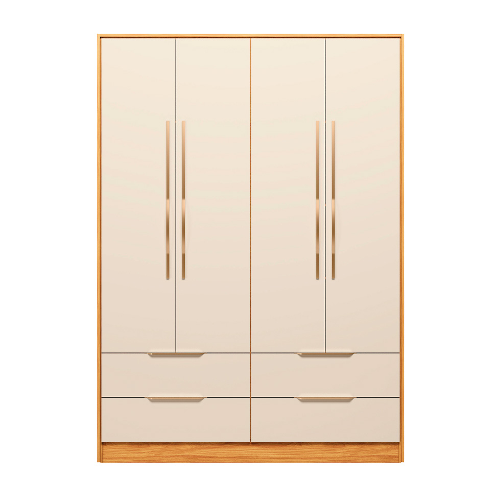 Guarda-Roupa Casal Domo 4 Portas 4 Gavetas  Cinnamon e Off White