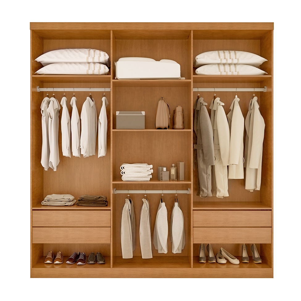 Guarda-Roupa Casal Durban 6 PT 4 GV Imbuia e Off White