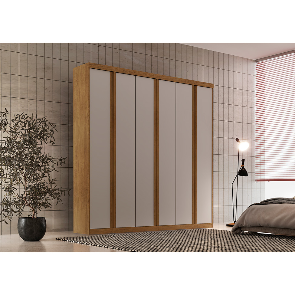 Guarda-Roupa Casal Durban 6 PT 4 GV Imbuia e Off White