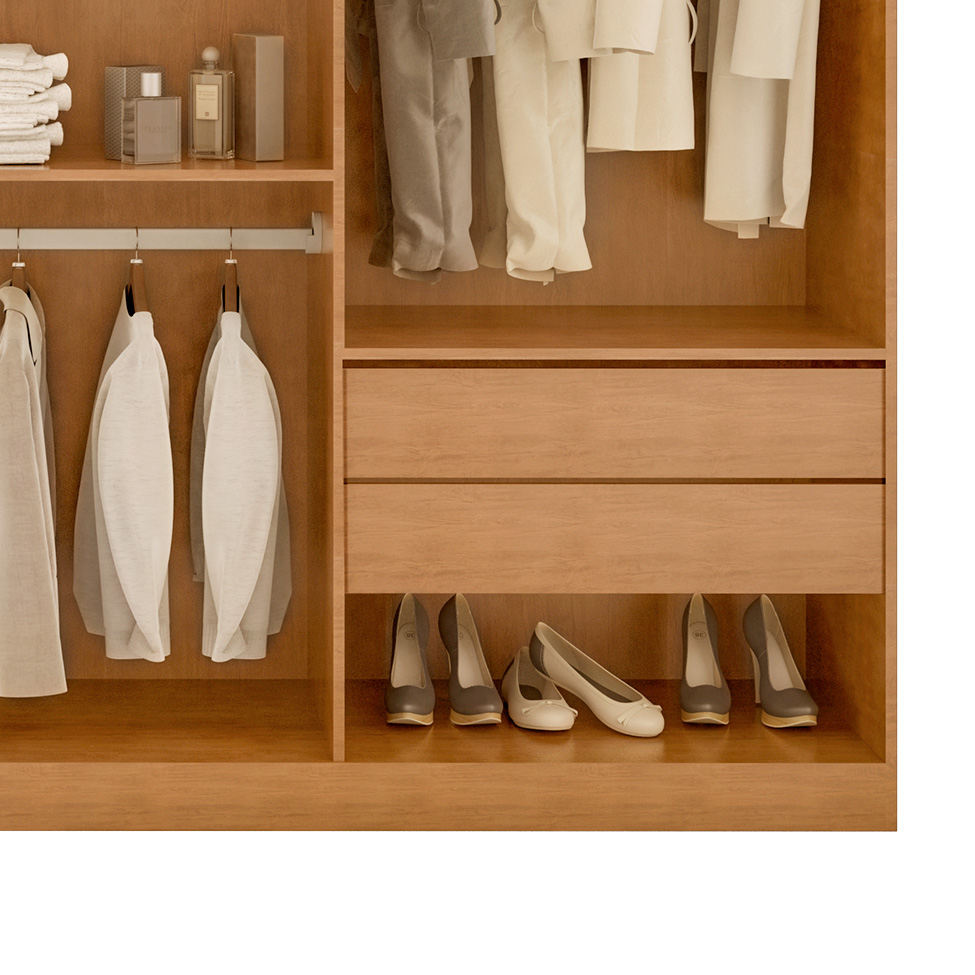 Guarda-Roupa Casal Durban 6 PT 4 GV Imbuia e Off White