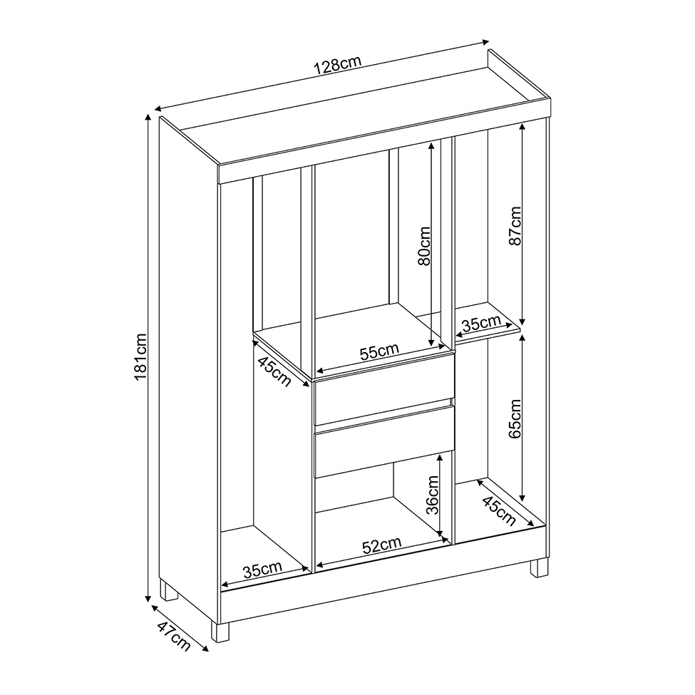 Guarda-Roupa Casal Ecom 6 Portas 2 Gavetas Amêndola