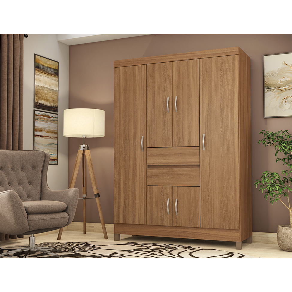 Guarda-Roupa Casal Ecom 6 Portas 2 Gavetas Amêndola