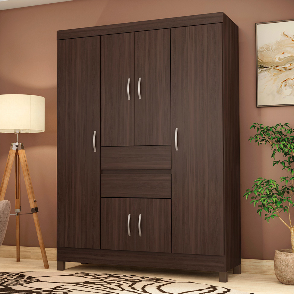 Guarda-Roupa Casal Ecom 6 Portas 2 Gavetas Café