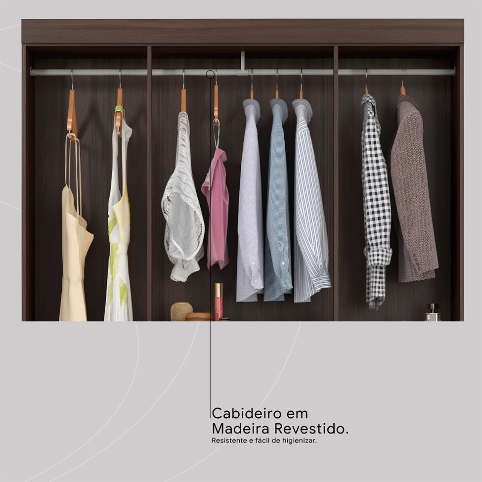 Guarda-Roupa Casal Ecom 6 Portas 2 Gavetas Café