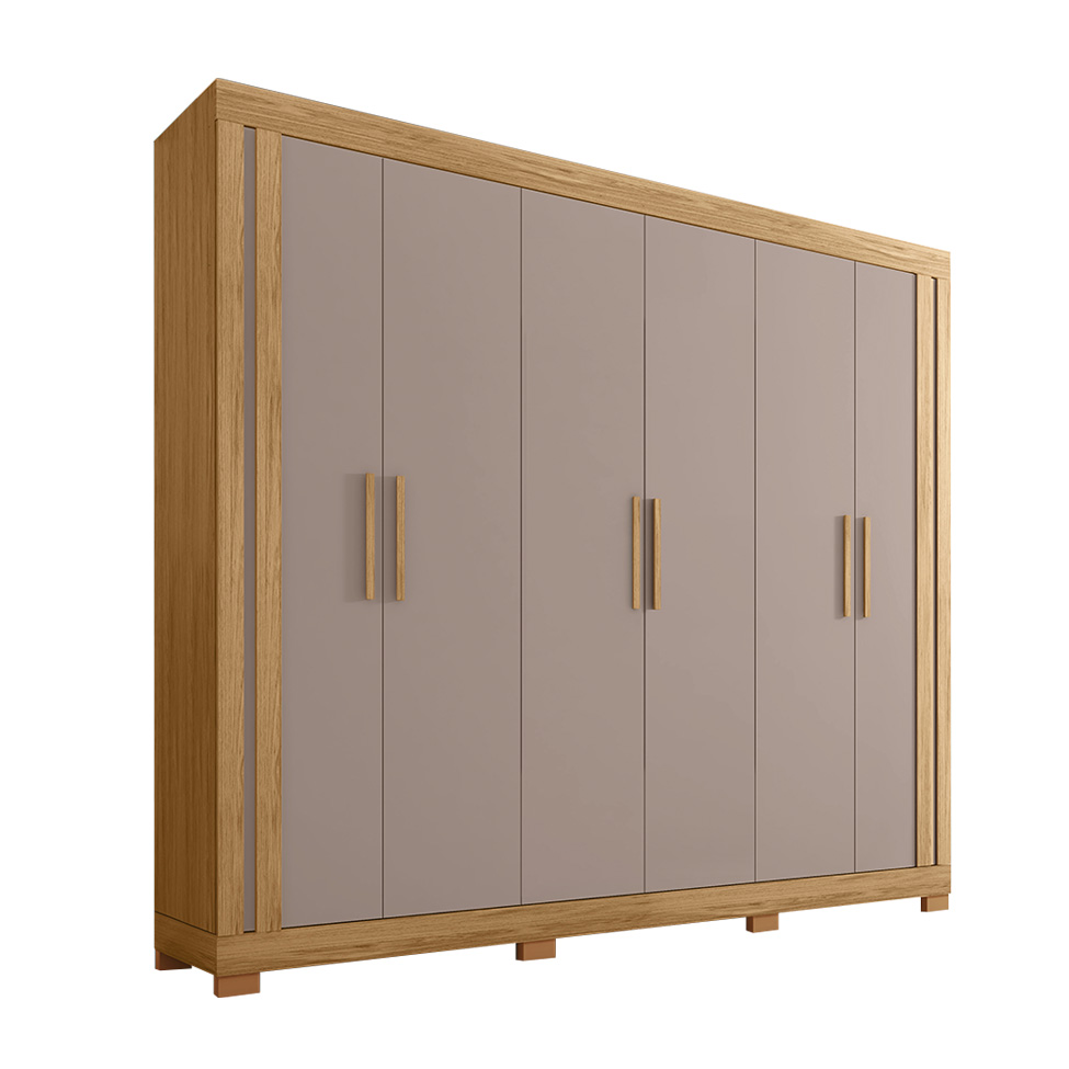 Guarda-Roupa Casal Eden 6 Portas 2 Gavetas Lamina Mel e Cacao