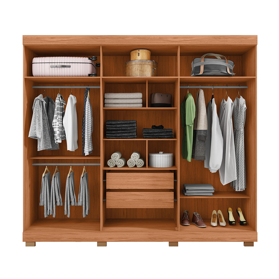 Guarda-Roupa Casal Eden 6 Portas 2 Gavetas Lamina Mel e Cacao