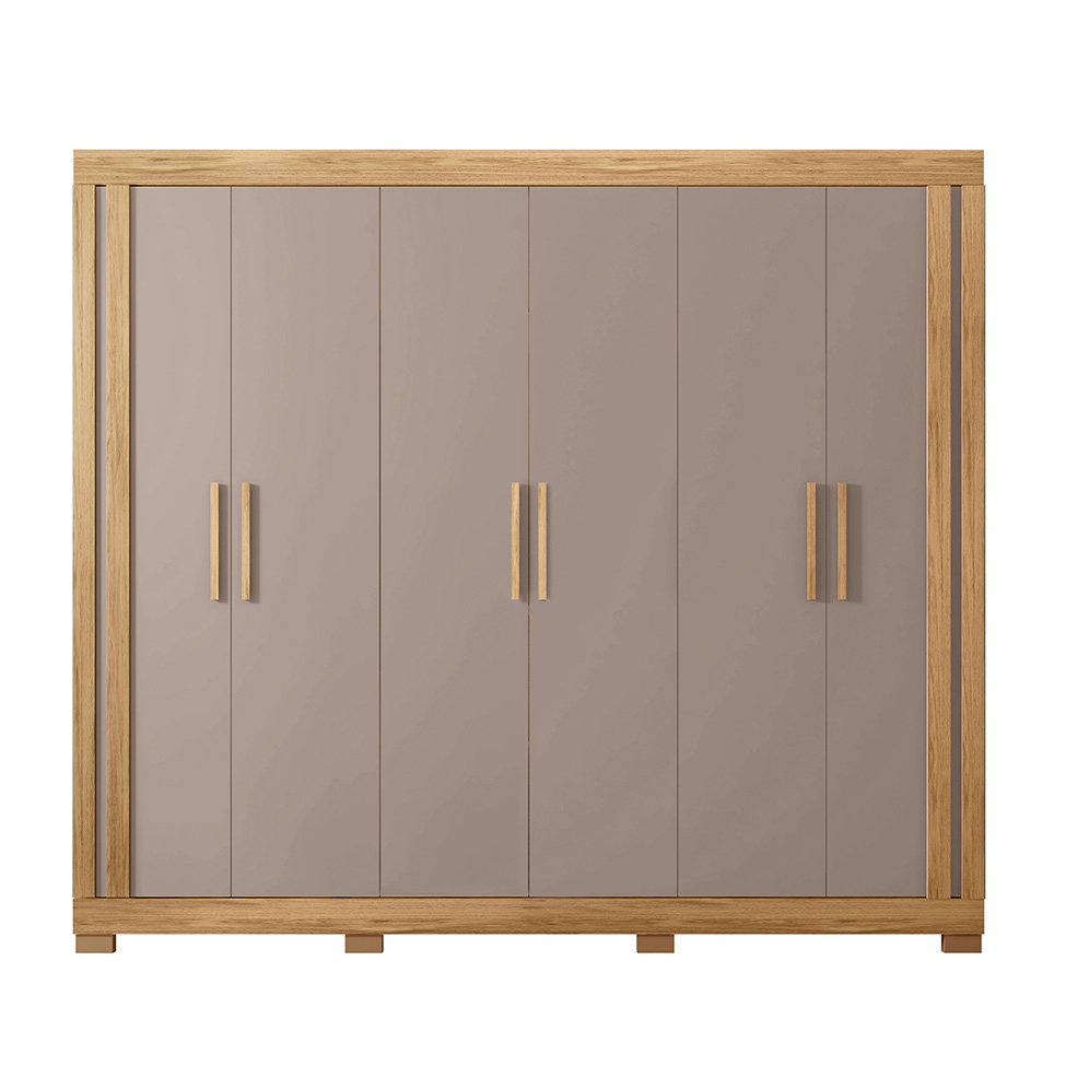 Guarda-Roupa Casal Eden 6 Portas 2 Gavetas Lamina Mel e Cacao