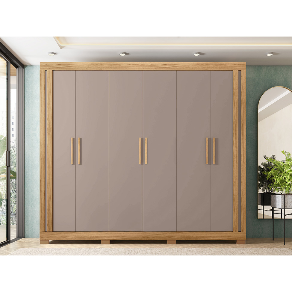 Guarda-Roupa Casal Eden 6 Portas 2 Gavetas Lamina Mel e Cacao