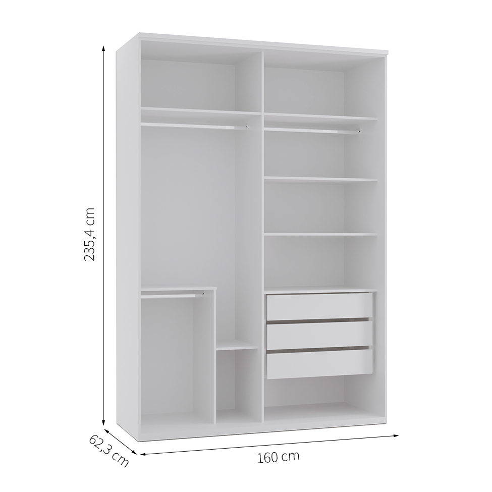 Guarda-Roupa Casal Elite 2 Portas 3 Gavetas Branco