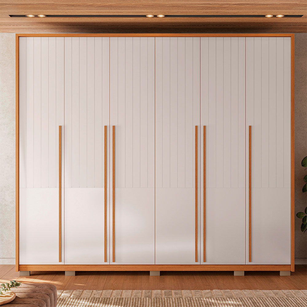 Guarda-Roupa Casal Espartacus 6 Portas 6 Gavetas Freijó e Off White