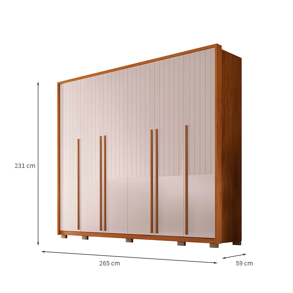 Guarda-Roupa Casal Espartacus 6 Portas 6 Gavetas Freijó e Off White