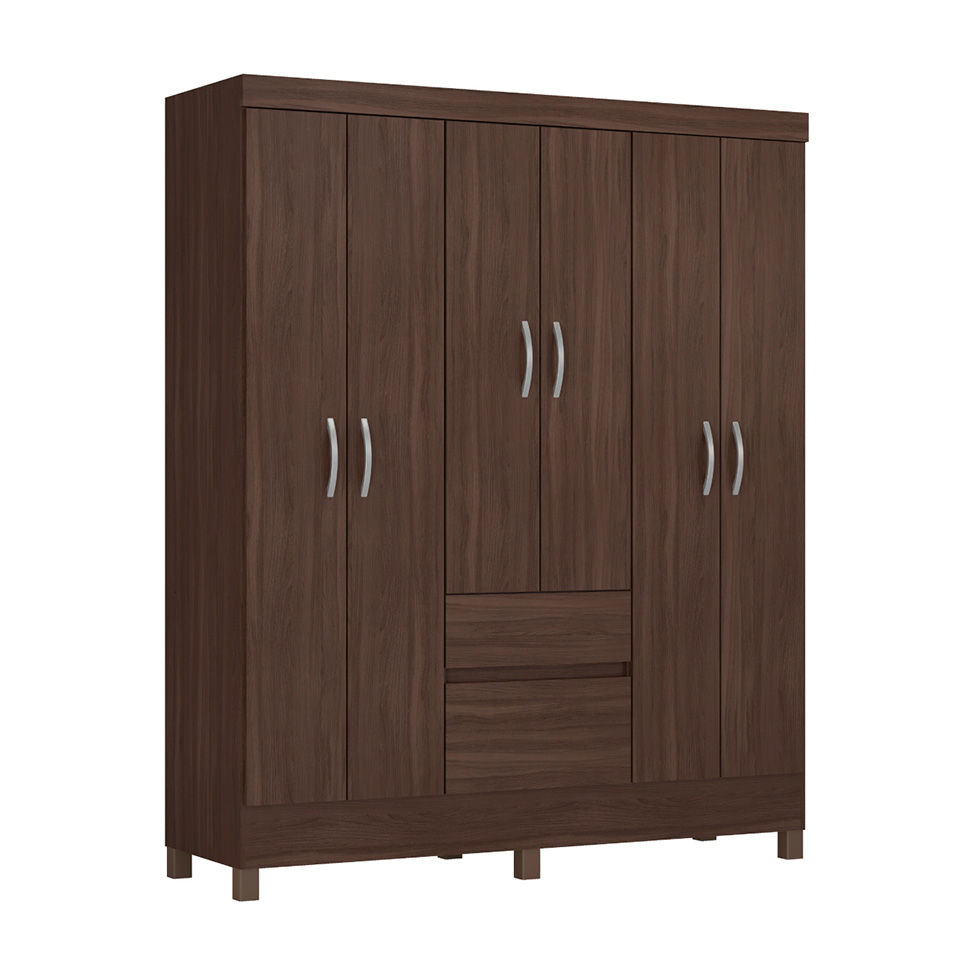 Guarda-Roupa Casal Flash 6 Portas 2 Gavetas Café